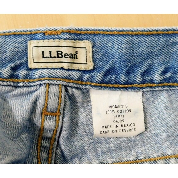 L L Bean Jeans 16MT Blue Denim Flat Front 5 Pocket 100% Cotton - Picture 7 of 7